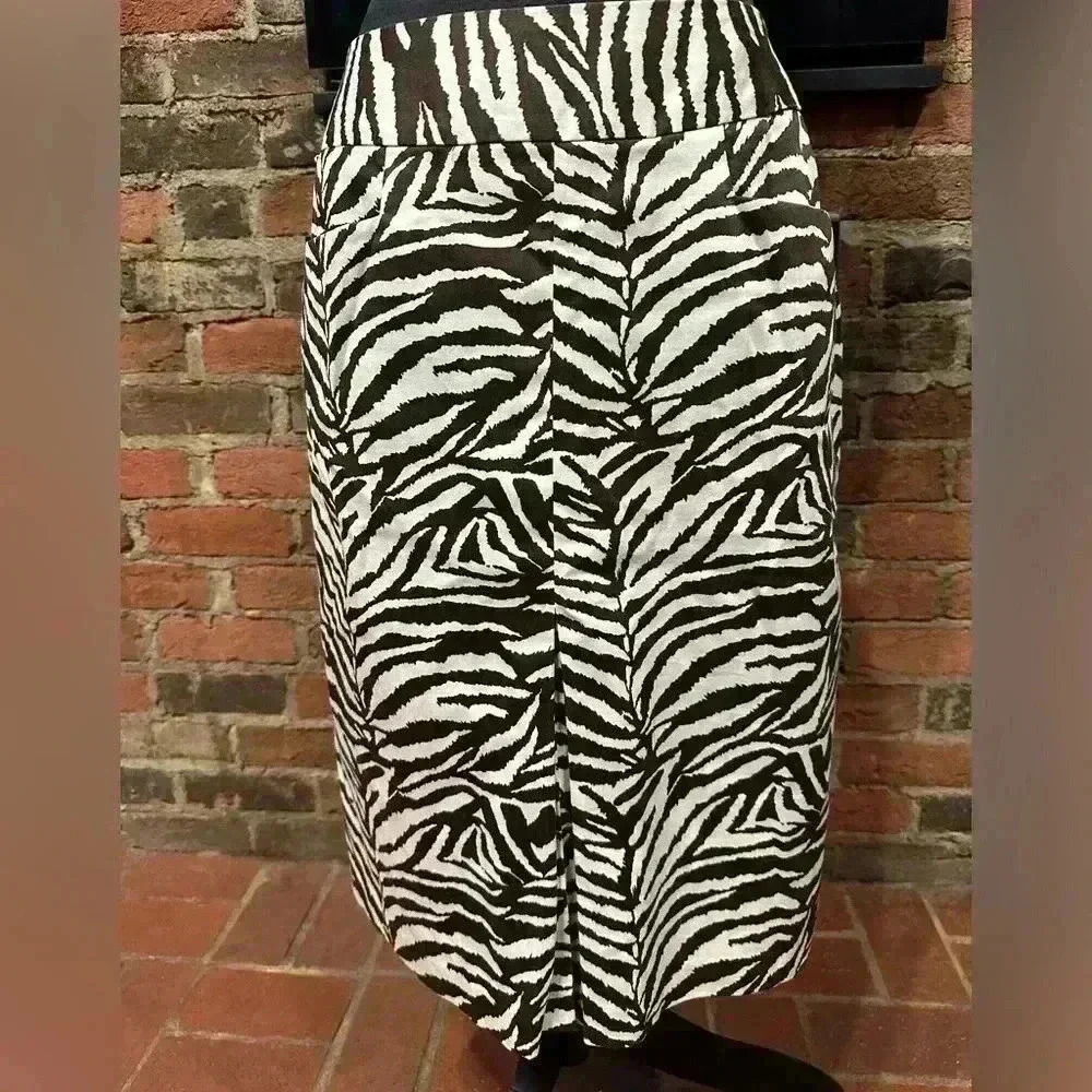 Soft Works Zebra Print Pencil Skirt Brown Cream Stretch Midi Chic Classy Slim 8 - Picture 2 of 16